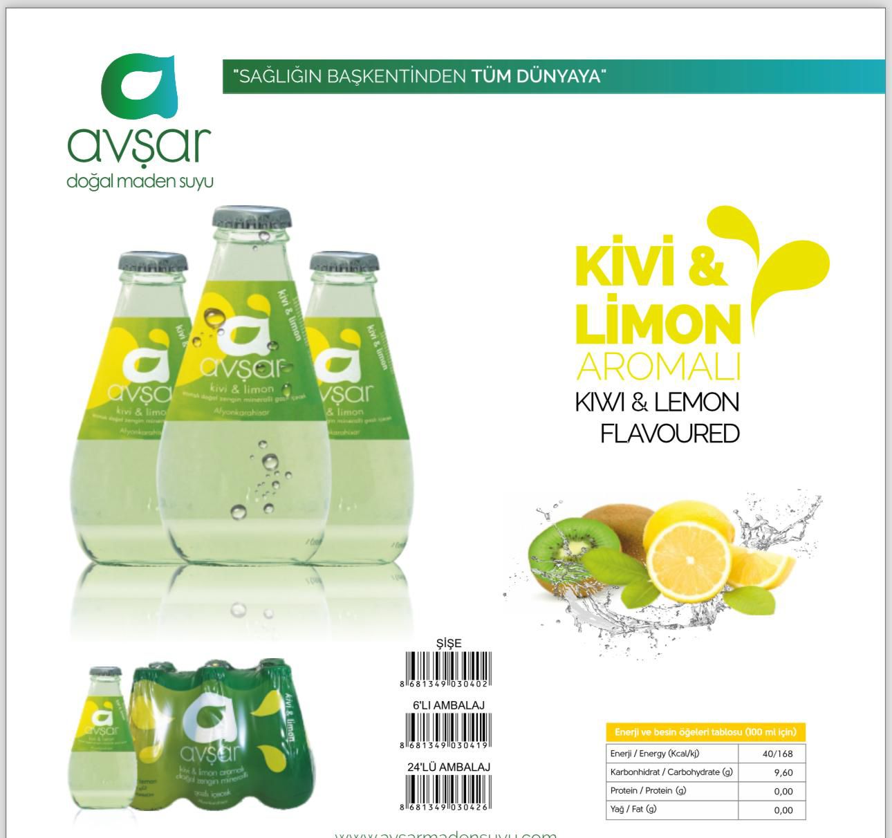 AVŞAR KİVİ & Limon Aromalı Doğal Maden Suyu
