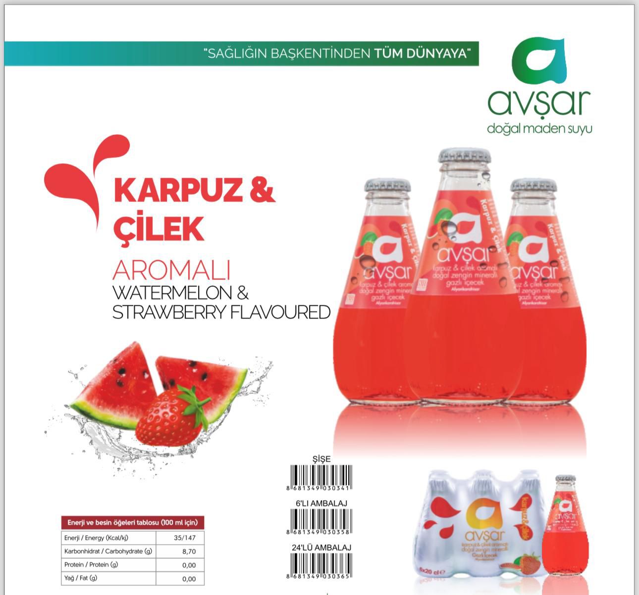 AVŞAR Karpuz & Çilek Aromalı Doğal Maden Suyu