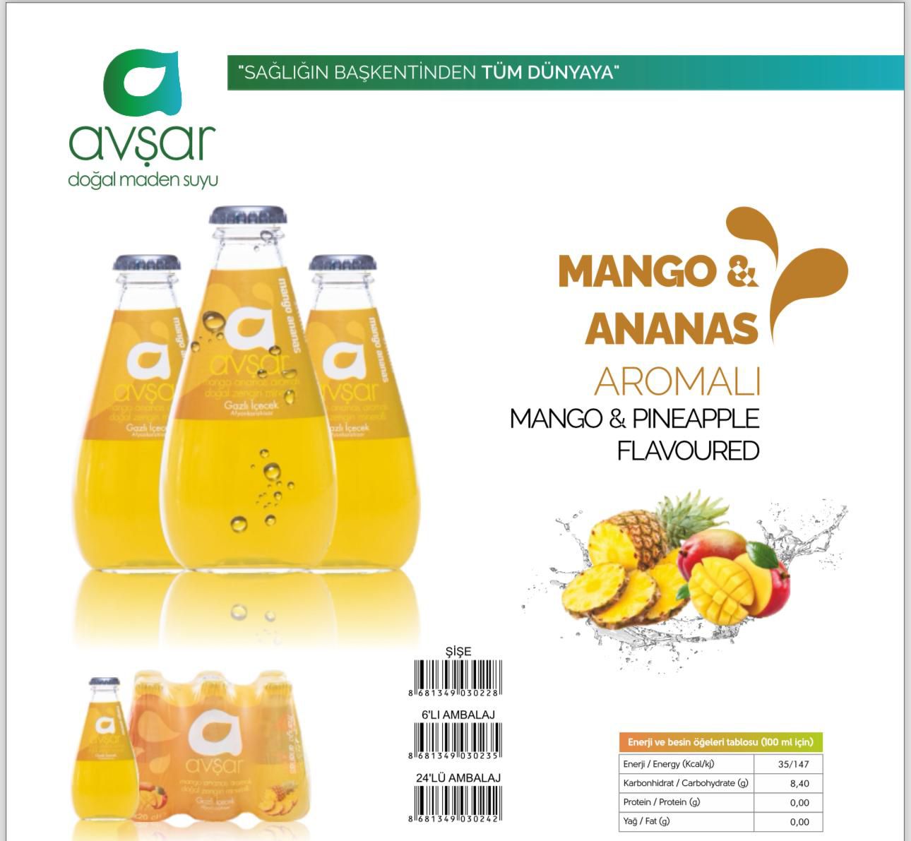 AVŞAR Mango & Ananas Aromalı Doğal Maden Suyu