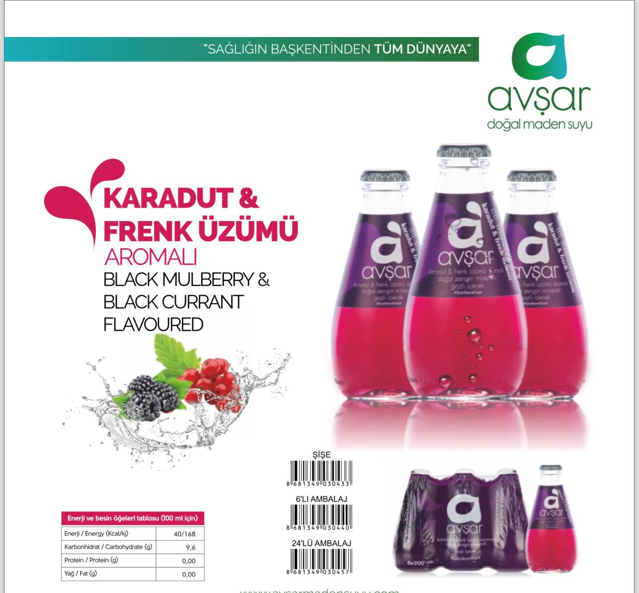 AVŞAR Karadut & Frenk Üzümü Aromalı Doğal Maden Suyu