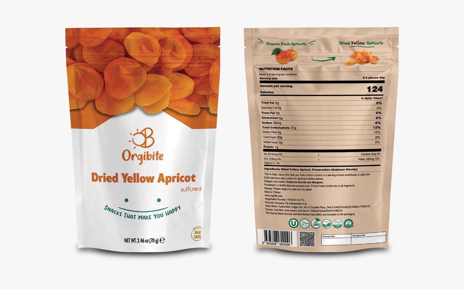 ORGIBITE Dried Yellow Apricot